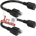 Skrizcable 16/3 Short Extension Cord 1FT 2Pack, Black Extension Cord Indoor by Skrizcable