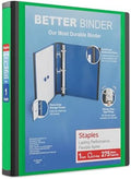 Staples Better View 1-Inch D-Ring Binder, Green, Clear Overlay by Staples