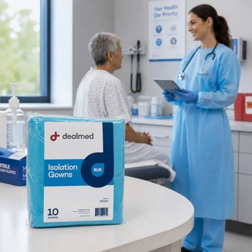 Dealmed Blue Isolation Gowns - Disposable, Latex-Free PPE, Pack of 10 - Image 6