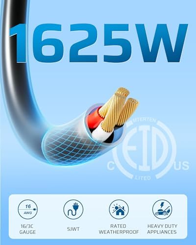 DEWENWILS 25FT (7’+6’ *3) Extension Cord Halloween, 1 to 3 Splitter, Black - Image 3