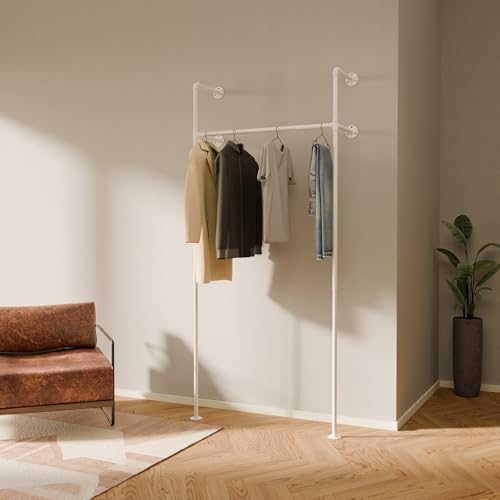 pamo White Clothing Rack Wall Mounted – 41" W × 87" H, 309 lbs by pamo
