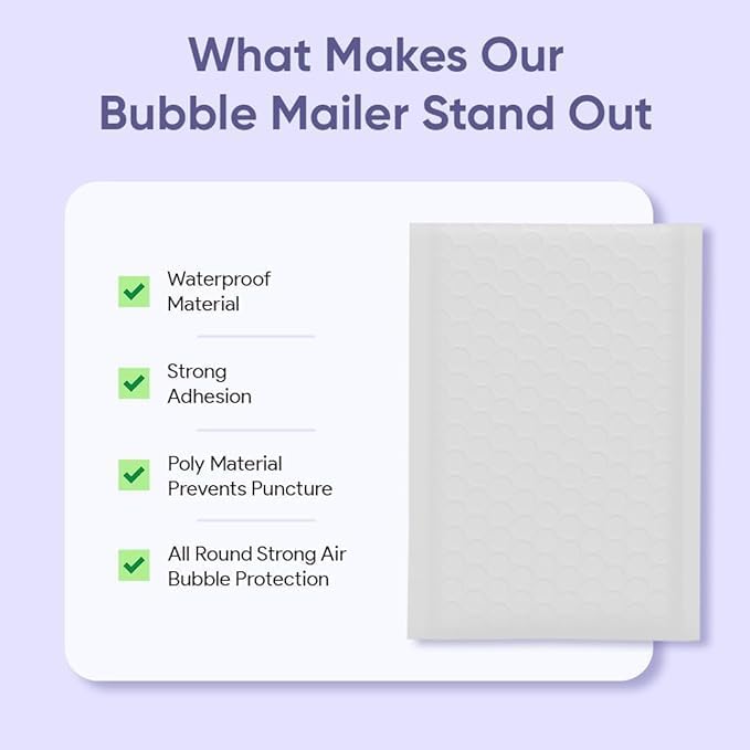 White Large Poly Bubble Mailers 12x15 inch | Self Seal Padded Envelopes - Image 6
