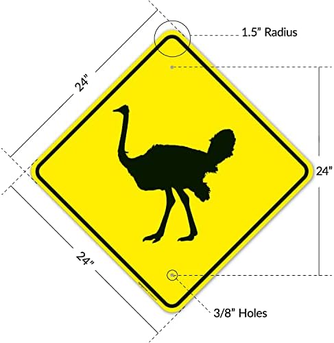 Ostrich Crossing with Graphic Sign, - Image 6