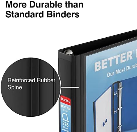 Staples Better Binder, 1 Inch D-Ring, Black, 275 Sheets, 3-Pack - Image 5