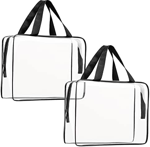 2Pcs Crystal Clear PVC Travel Toiletry Bag Kit for Women Men, Cosmetic Bags by ROYBENS