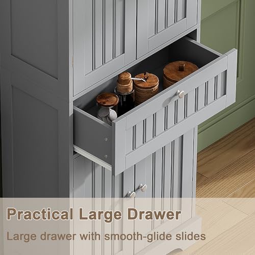 ChooChoo 51" H Bathroom Floor Cabinet with Drawer and Adjustable Shelves - Image 6