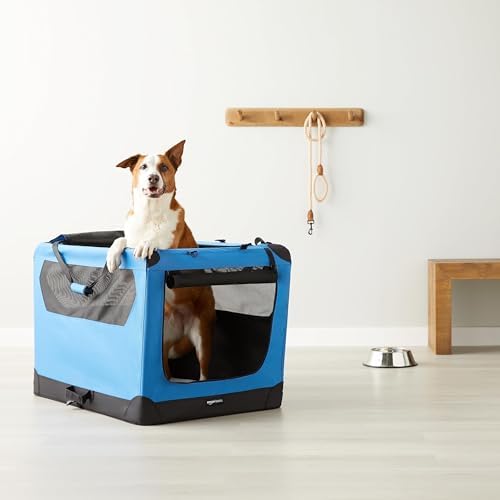 Amazon Basics Folding Portable Soft Pet Dog Crate Carrier Kennel, 36 x 24 x 24 inches, Blue - Image 5