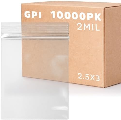 2.5" x 3" Small Zip Bags, 10000 Pack, 2 Mil, Reclosable Jewelry Bags, GPI by GPI