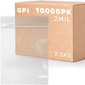 2.5" x 3" Small Zip Bags, 10000 Pack, 2 Mil, Reclosable Jewelry Bags, GPI by GPI