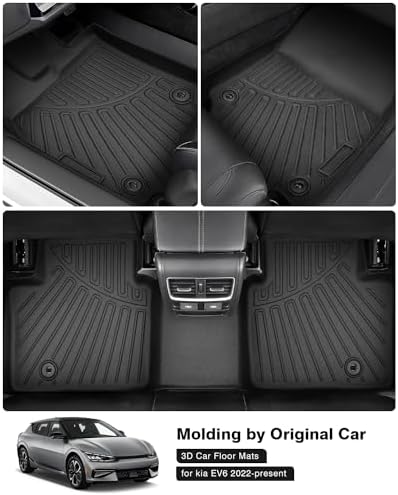 Powerty Floor Mats for 2022-2025 2026 Kia EV6 All Weather 3D TPE Anti-Slip Car Liners for 1st & 2nd Row Accessories - Image 2