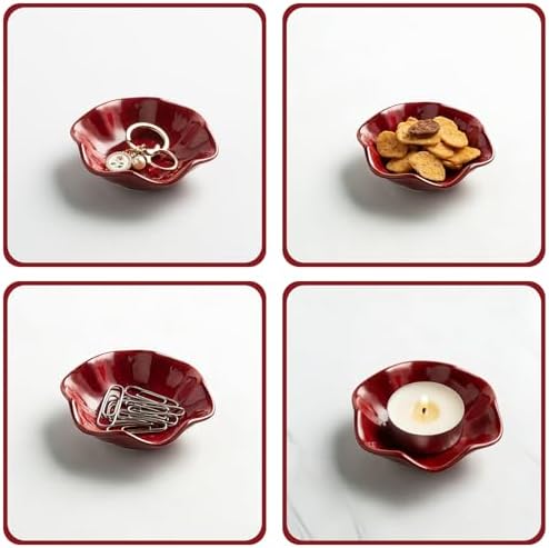 Mecaikru Ceramic Ring Dish, 4 in Jewelry Tray with Kiln Glaze Catchall Bowl - Image 4