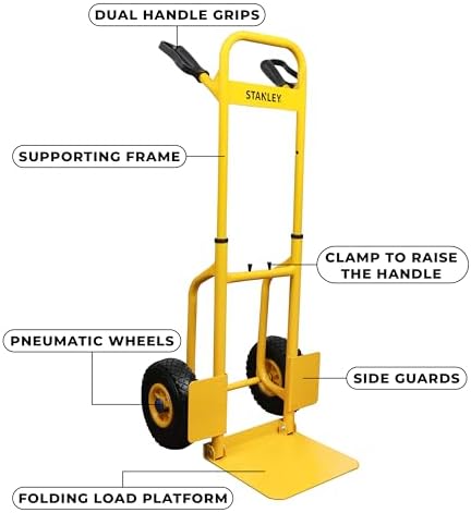 Stanley Steel Folding Hand Truck-120KG, Yellow, SXWTD-FT520 - Image 5