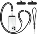 takyu Cell Phone Lanyard, Crossbody Phone Lanyard 1 Pack Adjustable Neck Strap and 1 Pcs Phone Wrist Strap with 2x Phone Tether Patches for Most Smartphones-Black by Takyu