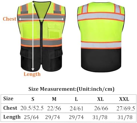 Safety Vest Customize Logo with 5 Pockets & Zipper Reflective High Visibility Vest Class 2 Outdoor Workwear - Image 2