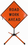Traffic Roll-Up Sign Kit with Stand – Collapsible Safety Sign & Heavy-Duty Portable Stand, High Visibility, Easy Setup (Road Work Ahead, Reflective) by EASTERNMETALSIGNSANDSAFETY