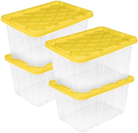 Sterilite Industrial Storage Box with Lids for Garage, 27 Gallon, 4-Pack by Sterilite
