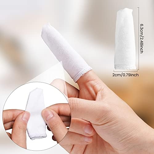 200 Pcs Cotton Finger Cots Small Finger Guards Hand Thumb Fingertips Sleeves Protector by EORTA, Comfortable, Breathable, Absorb Sweat, Reusable, Protect the Wound from Infection, White, Very Small - Image 2