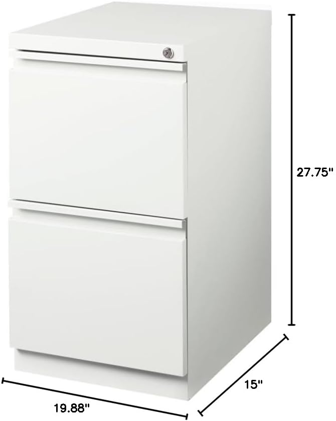 Pemberly Row 2 Drawers 27.75" Vertical White Metal Filing Cabinet Lockable - Image 3