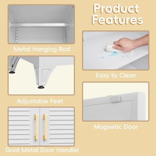 Steeloong 86"Armoire Wardrobe Close,Metal Wardrobe Cabinet with Hanging Rod - Image 5