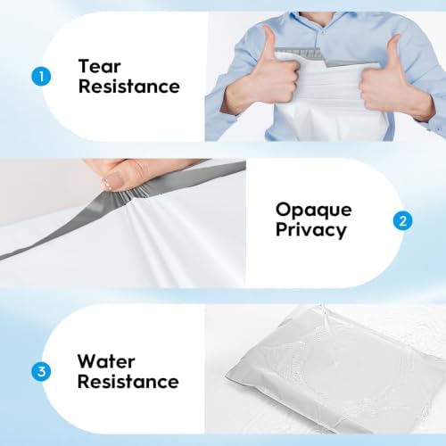 Fuxury Poly Mailers 12x15.5" 50 Pack,Shipping Bags For Clothing,White - Image 3