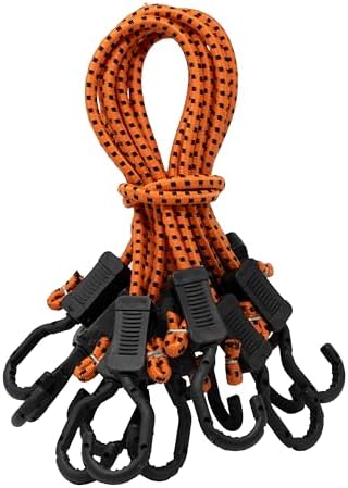 Kotap MABC-24 All- Purpose Adjustable Bungee Cords with Hooks, 24-Inch, Orange/Black, 10 Count by Kotap