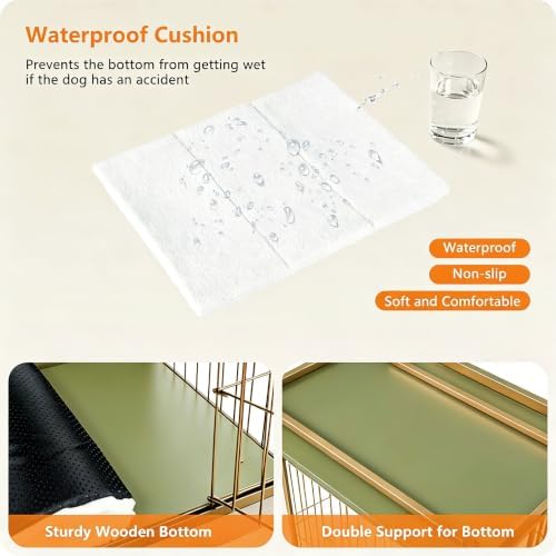 27" Dog Crate Furniture, Dog Kennel Indoor, with Waterproof Cushion - Image 2