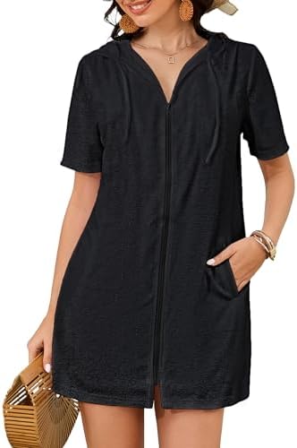 Bsubseach Terry Cloth Swim Cover Up Women Zipper Swimsuit Beach Robes by Bsubseach