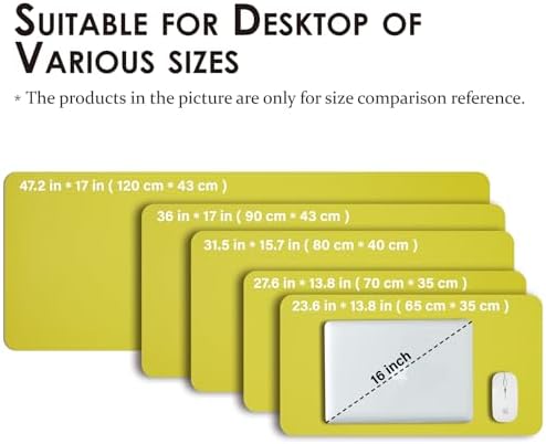 Leather Desk Mat - Small Non-Slip PU Desk Pad for Office and Home - Desk Organization and Accessories - Ideal for Large Mouse Pad and Small Desk Mats on Top of Desks (Lemon Yellow,23.6"x 13.8") - Image 5
