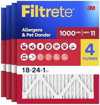 Filtrete 18x24x1 Air Filter, MERV 11, MPR 1000, 4 HVAC Filters by Filtrete