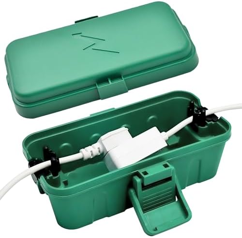Hrensaw Small Weatherproof Electrical Connection Box(Inner 5.5 x 3 x 2.2inch),Outdoor Electrical Box,Waterproof Extension Cord Covers for Plug, Extension Cables, Holiday Lights,Green by Hrensaw