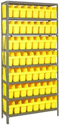 Quantum Storage Systems 1875-SB803YL Solid Heavy Duty 8 Shelves 56 Store-MAX Yellow Bins 75" H x 36" W x 18" D by QuantumStorageSystems