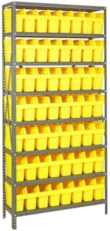 Quantum Storage Systems 1875-SB803YL Solid Heavy Duty 8 Shelves 56 Store-MAX Yellow Bins 75" H x 36" W x 18" D by QuantumStorageSystems