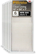 Filtrete 12x24x1 Air Filter, MERV 5, MPR 300, 6 HVAC Filters by Filtrete