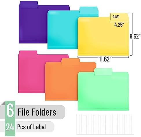 Mr. Pen- File Folders, 1/3 Cut Tab, 6 Pack, Assorted Colors, Letter Size - Image 2