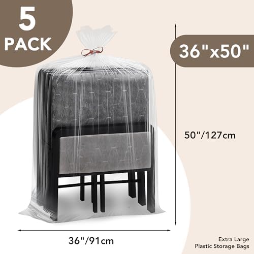 36 x 50 Inches 2 Mil Clear Plastic Storage Bags (5 packs） - Image 2