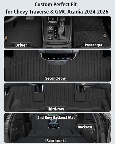 Floor Mats & Cargo Mat with Backrest Mat for Chevy Traverse 2024-2026 - Image 2