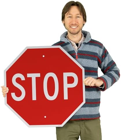 BRIMAR 24-Inch MUTCD Stop Sign, Engineering Grade Reflective Aluminum, Red - Image 3