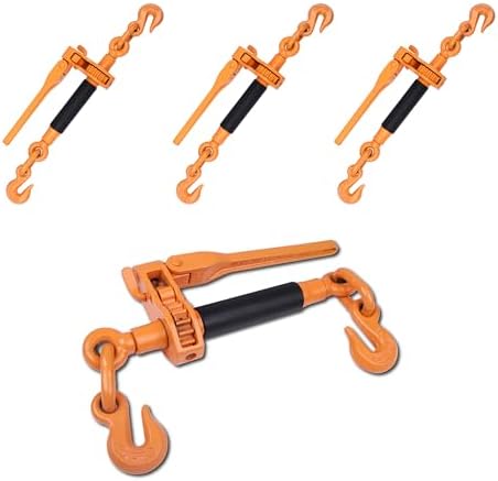Ratchet Binder Plus Ratchet Chain Binder - 4 Pack Folding Handle Load Binder, 5/16" - 3/8" Grade 70 Chain, 7100 LBS Working Load Limit, Heavy-Duty Ratchet Binder DOT & SAE Compliant by Selvouth