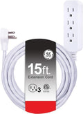 GE 3-Outlet Power Strip Braided Extension Cord with Multiple Outlets Grounded Flat Plug ETL Listed White 40530, 15 Ft (Pack of 12) by Unknown