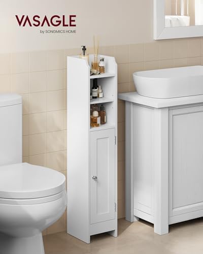 VASAGLE Small Storage Corner Floor Cabinet with Door, 36.2" H, Cloud White - Image 2
