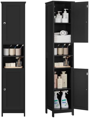 TEENFON 67" Tall Bathroom Cabinet with Adjustable Shelves and Doors by TEENFON