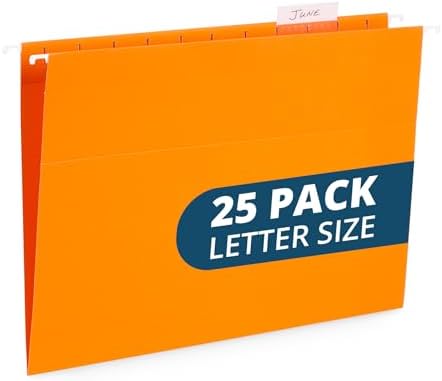 Blue Summit Supplies 25 Hanging File Folders, Letter Size, Orange by BlueSummitSupplies