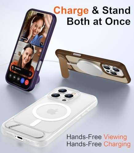 Temdan Magnetic Compatible with iPhone 16 Pro Case, [Built-in Invisible Kickstand][Compatible with MagSafe][Military Grade Shockproof] Slim Translucent Matte Phone Case for iPhone 16 Pro 6.3" - Image 3
