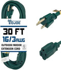 YOJOE Indoor Outdoor Extension Cord, 3 Prong 13A Weatherproof Power Cord, 16 Gauge Heavy Duty 30 ft Green Extension Cord for Garage, Garden and Home, 16/3 SJTW UL Certified by YOJOE