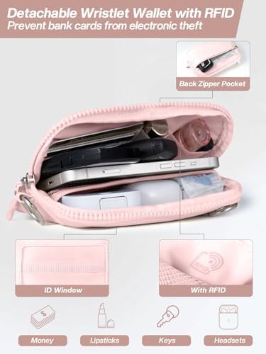 Tiostep Clip and Go Strap for Phone with Wallet Crossbody Phone Lanyard Adjustable and Detachable RFID Wristlet Wallet (Pink, Large) - Image 4