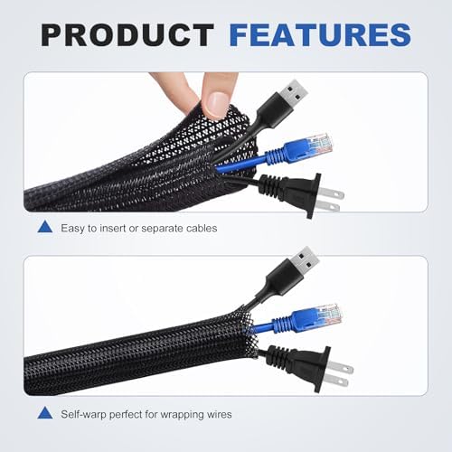 1/4" Cable Management Loom Wrap Sleeve Cord Wire Hider Organizer Covers - Image 3