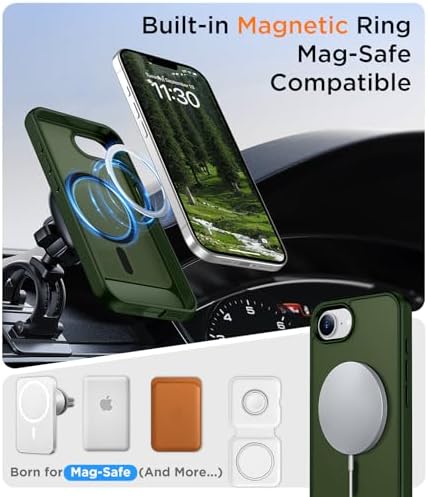 Temdan Magnetic Compatible with iPhone 17e Case & iPhone 16e Case,[Built-in Invisible Kickstand][Compatible with MagSafe][Military Grade Shockproof] Slim Translucent Matte Case for iPhone 16e/17e 6.1" - Image 5
