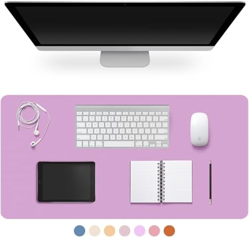 Leather Desk Pad Protector,Non-Slip Desk Pad,on-Slip PU Leather Large Mouse Pad,Easy Clean Desk Protecor Mat,Writing Pad for Office Work/Home/Decor(Light Purple, 23.6" x 13.7") by CADONO