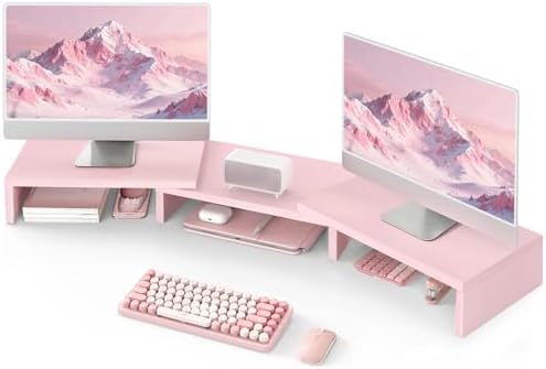 TAVR Dual Monitor Stand Riser, Wooden Computer Monitor Stand for 2 Monitors by TAVRFurniture