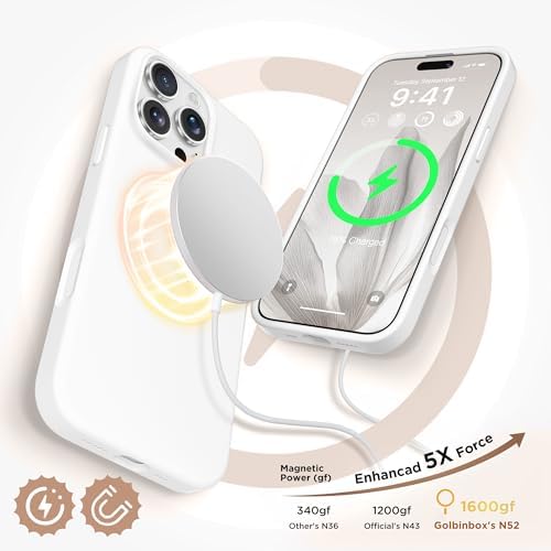 GolbinBox Magnetic for iPhone 16 Pro Case, Silicone Cover, White - Image 3